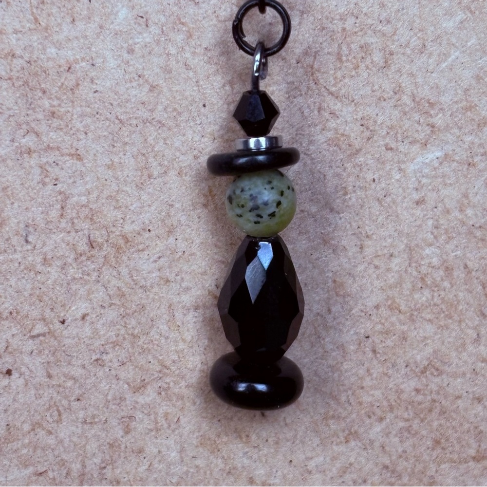 Witch Beaded Dangle Earrings Artisan Handmade; Stone and Glass Beads Halloween